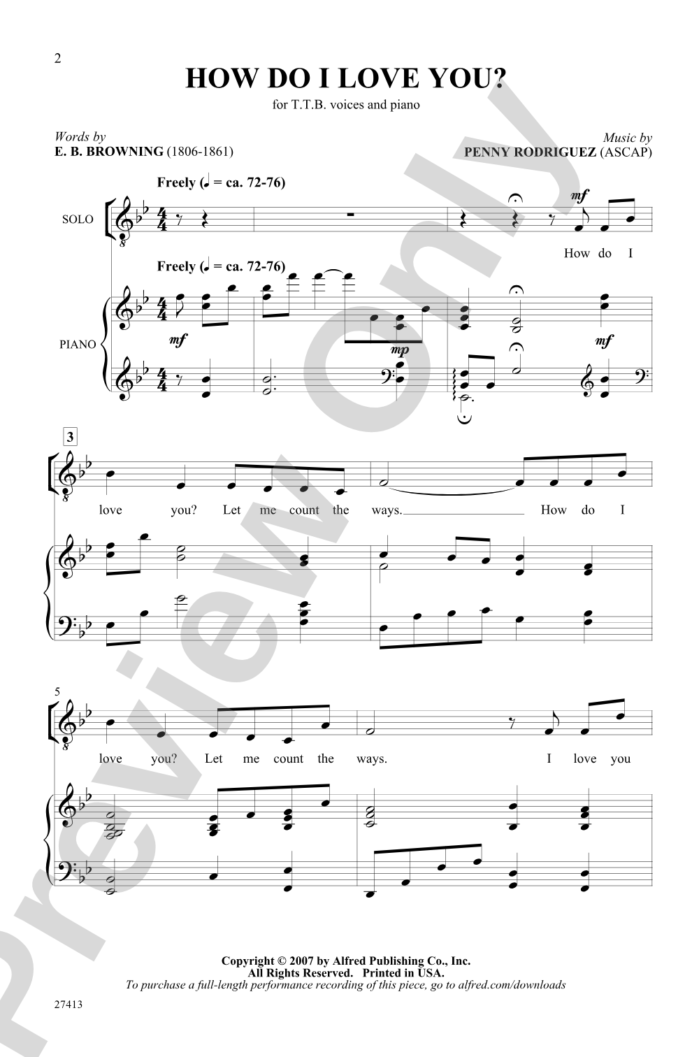 How Do I Love You?: TTB Choral Octavo