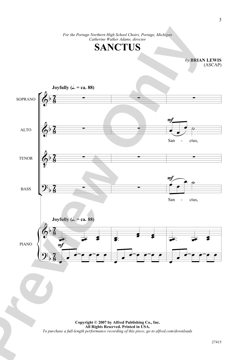 Sanctus: SATB Choral Octavo