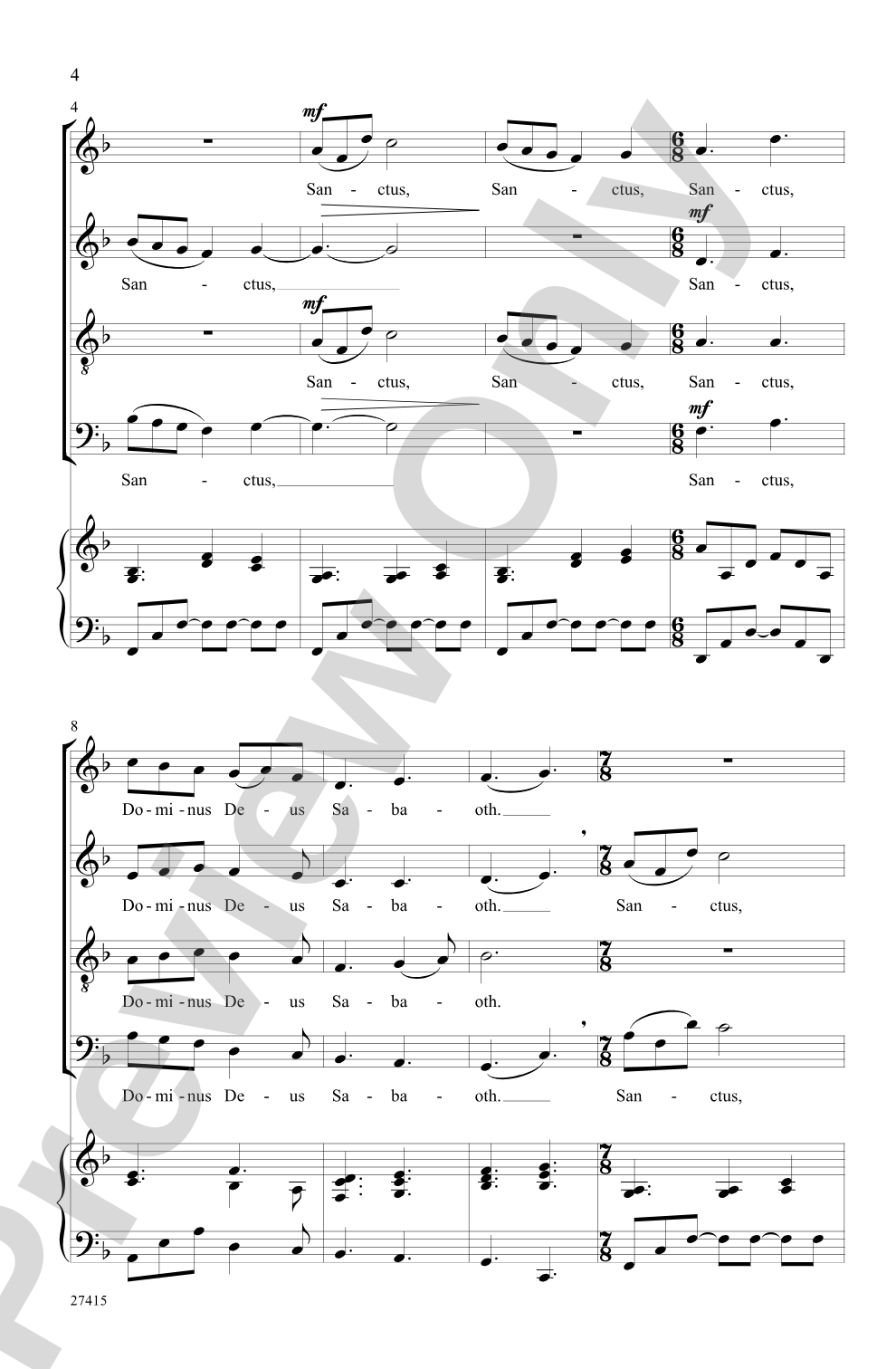 Sanctus: SATB Choral Octavo