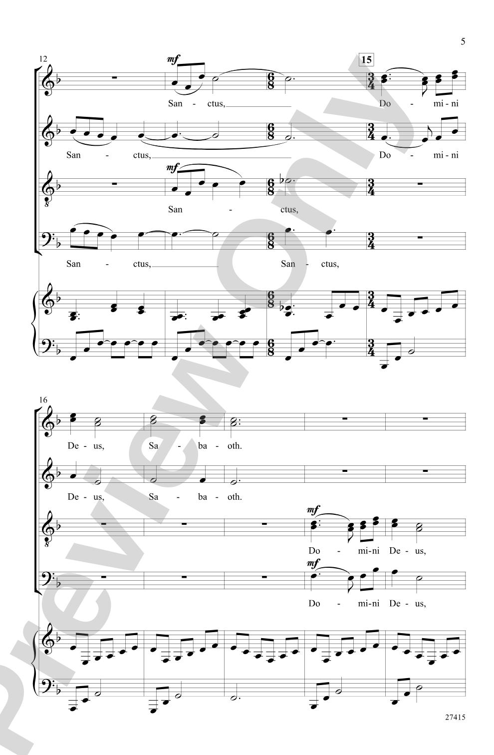 Sanctus: SATB Choral Octavo