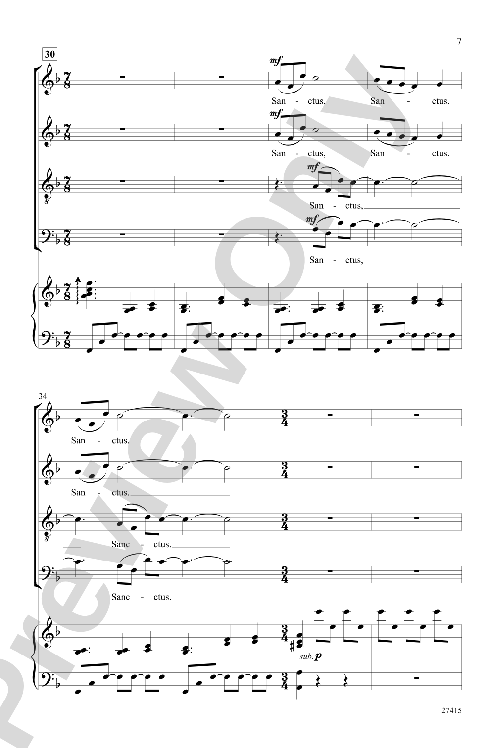 Sanctus: SATB Choral Octavo