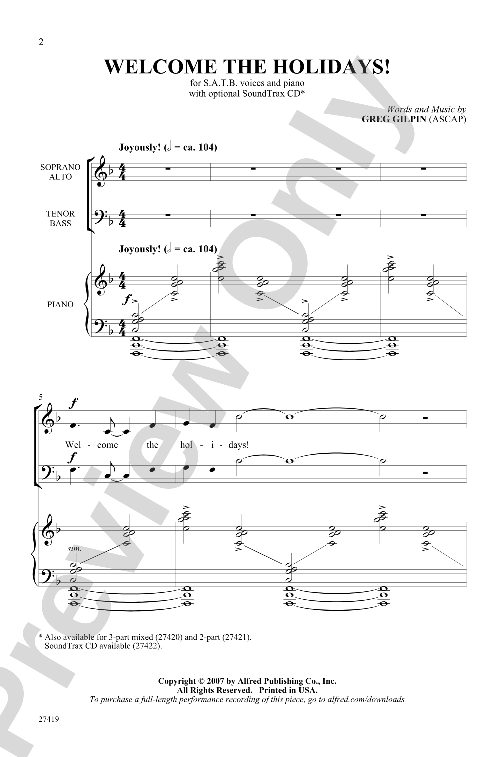 Welcome the Holidays!: SATB Choral Octavo