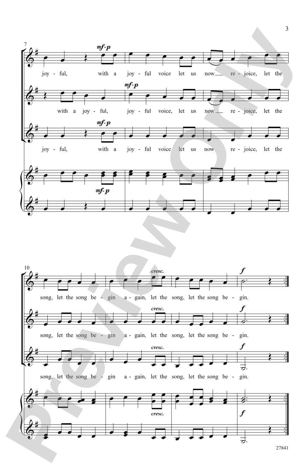 Let the Song Begin: SSA, <i>a cappella</i> Choral Octavo