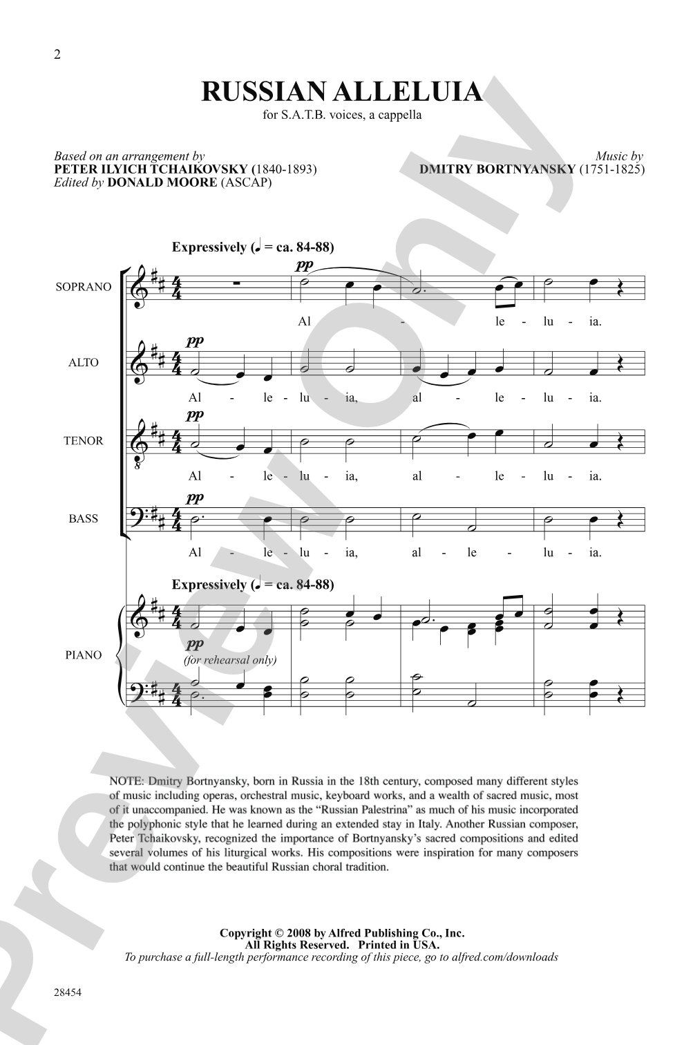 Russian Alleluia: SATB, <i>a cappella</i> Choral Octavo