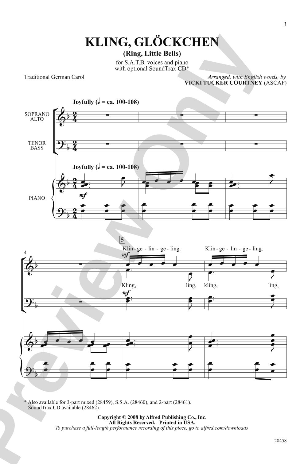 Kling, Glockchen (Ring, Little Bells): SATB Choral Octavo
