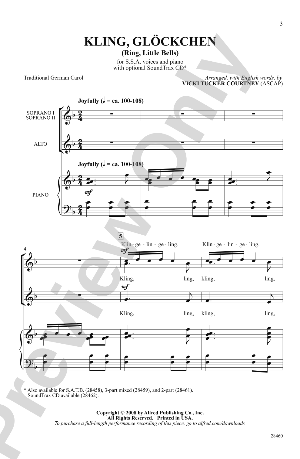 Kling, Glockchen (Ring, Little Bells): SSA Choral Octavo