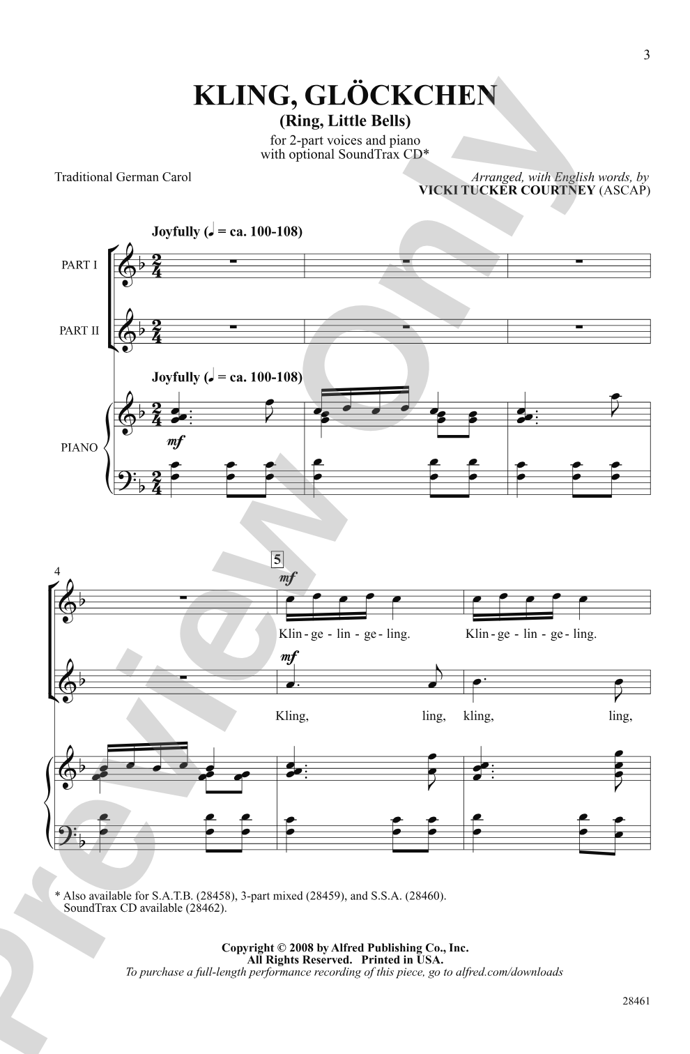 Kling, Glockchen (Ring, Little Bells): 2-Part Choral Octavo