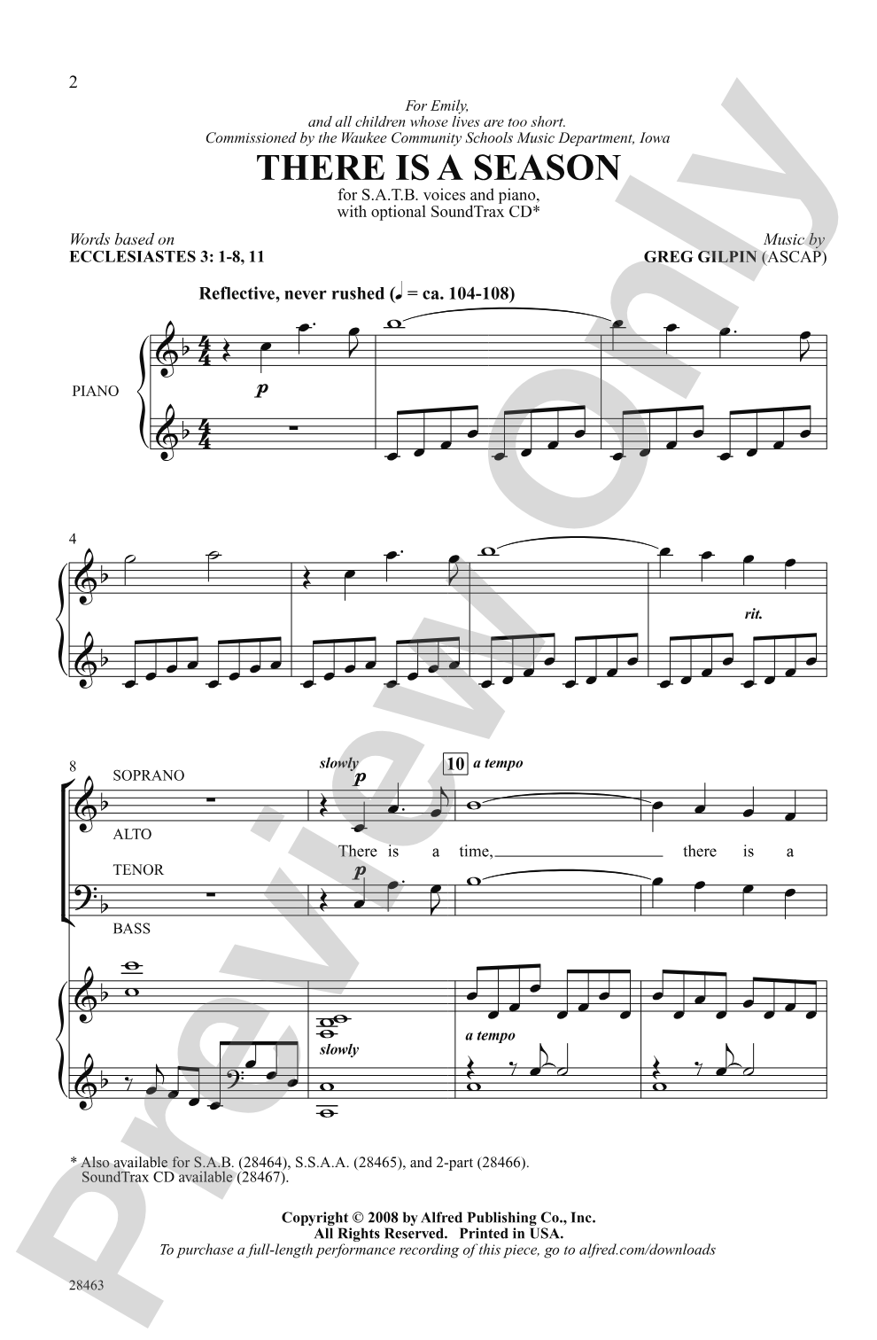 There Is a Season: SATB Choral Octavo