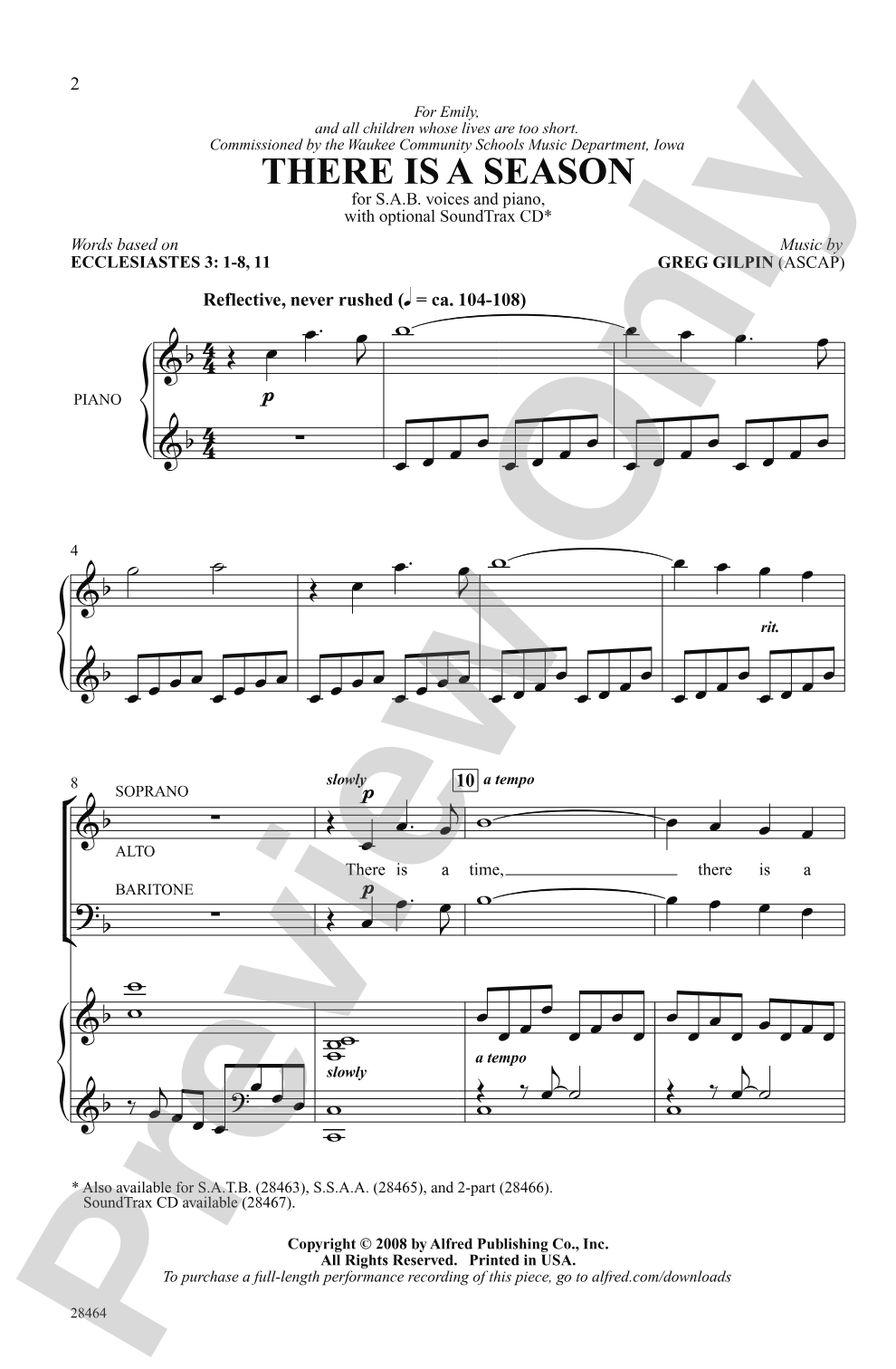 There Is a Season: SAB Choral Octavo