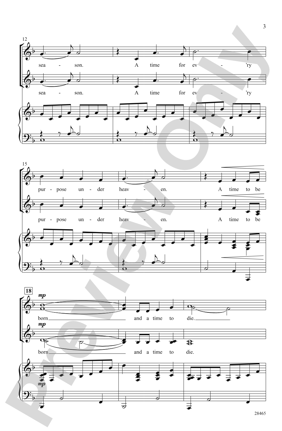 There Is a Season: SSAA Choral Octavo