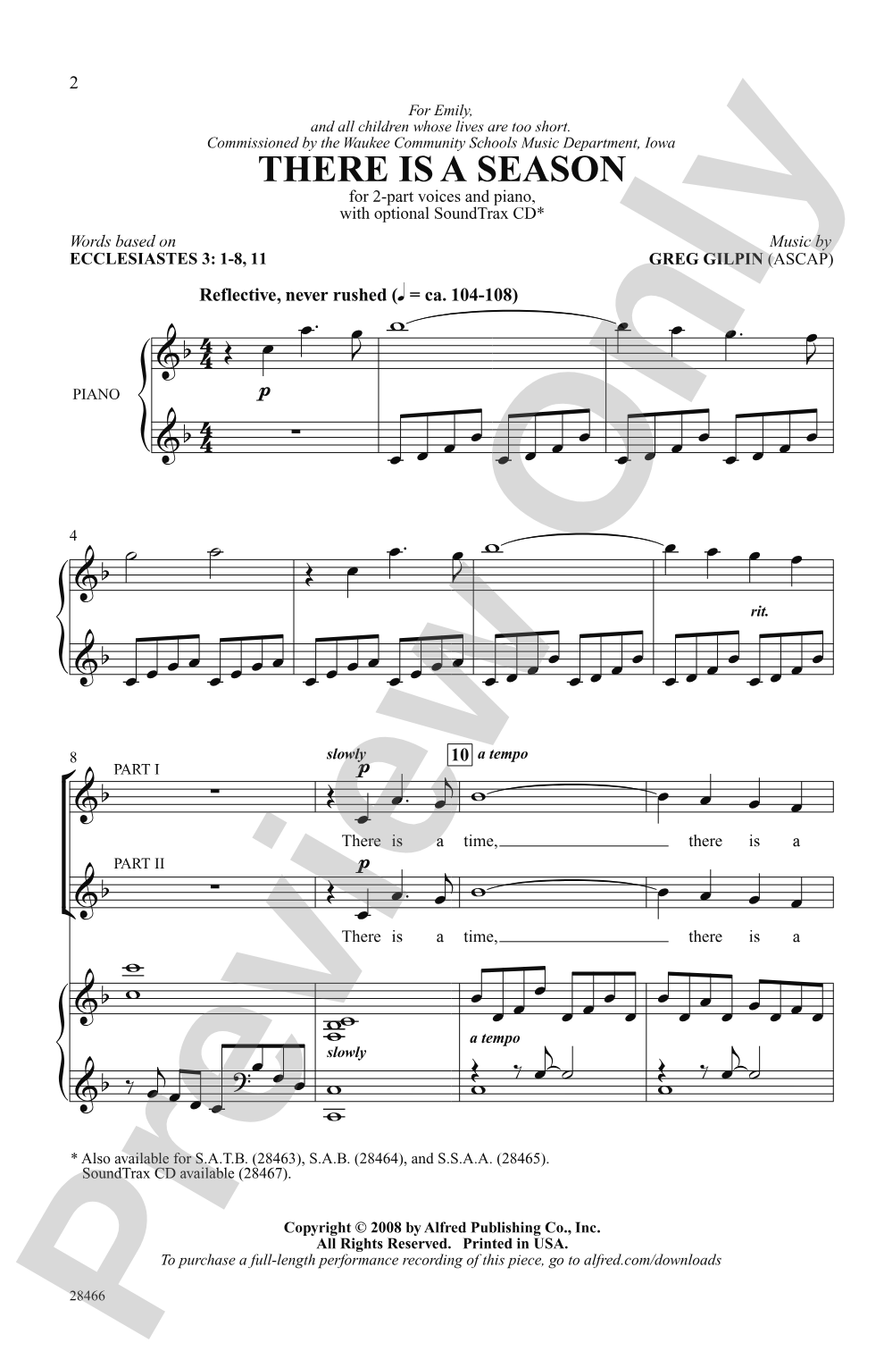 There Is a Season: 2-Part Choral Octavo