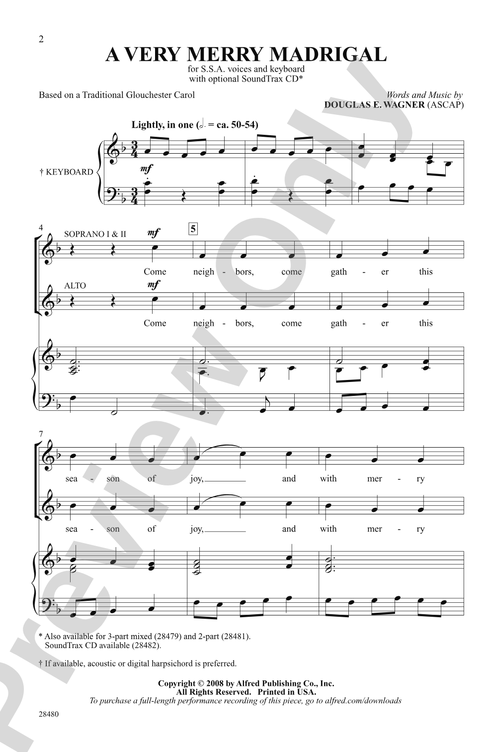 A Very Merry Madrigal: SSA Choral Octavo