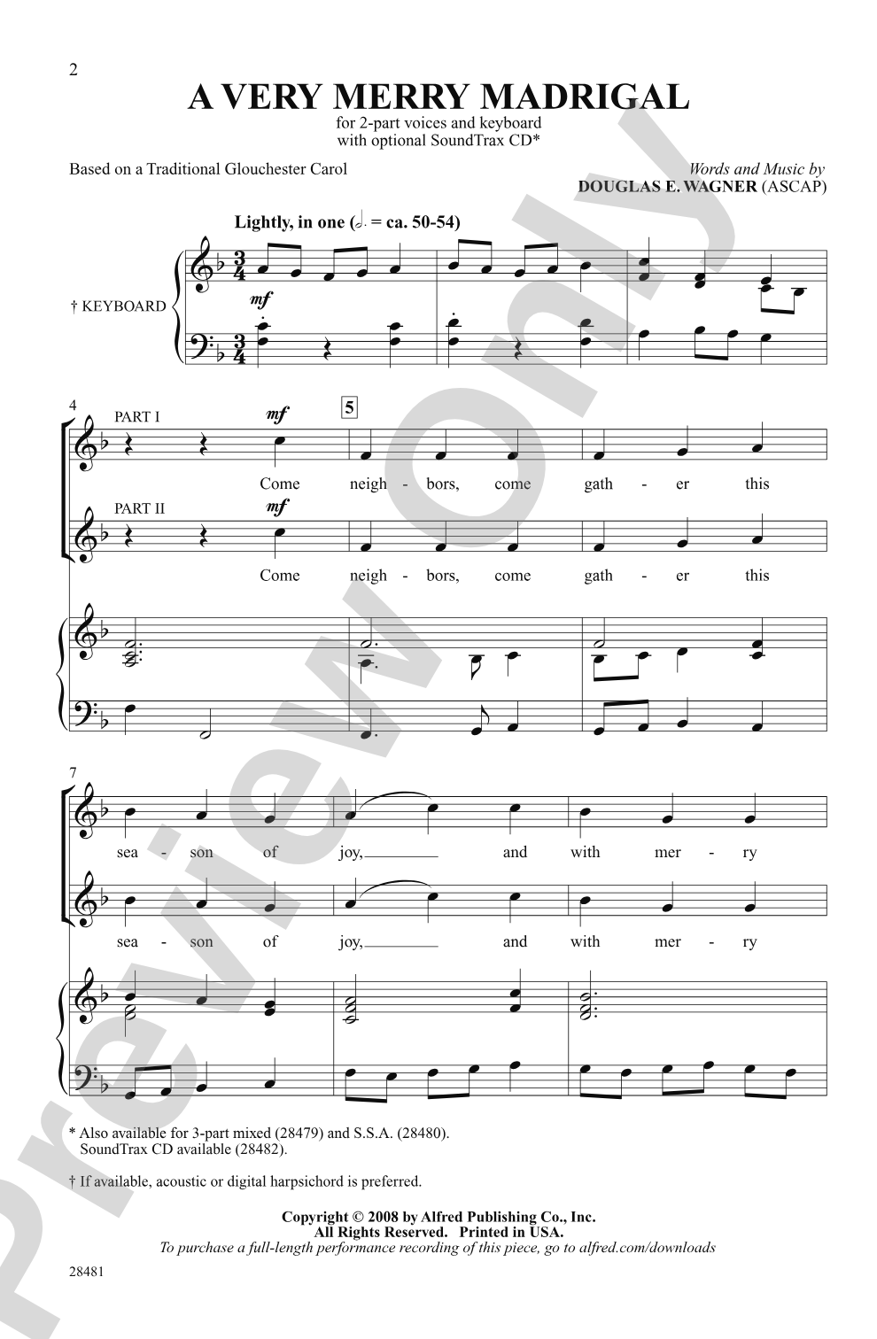 A Very Merry Madrigal: 2-Part Choral Octavo
