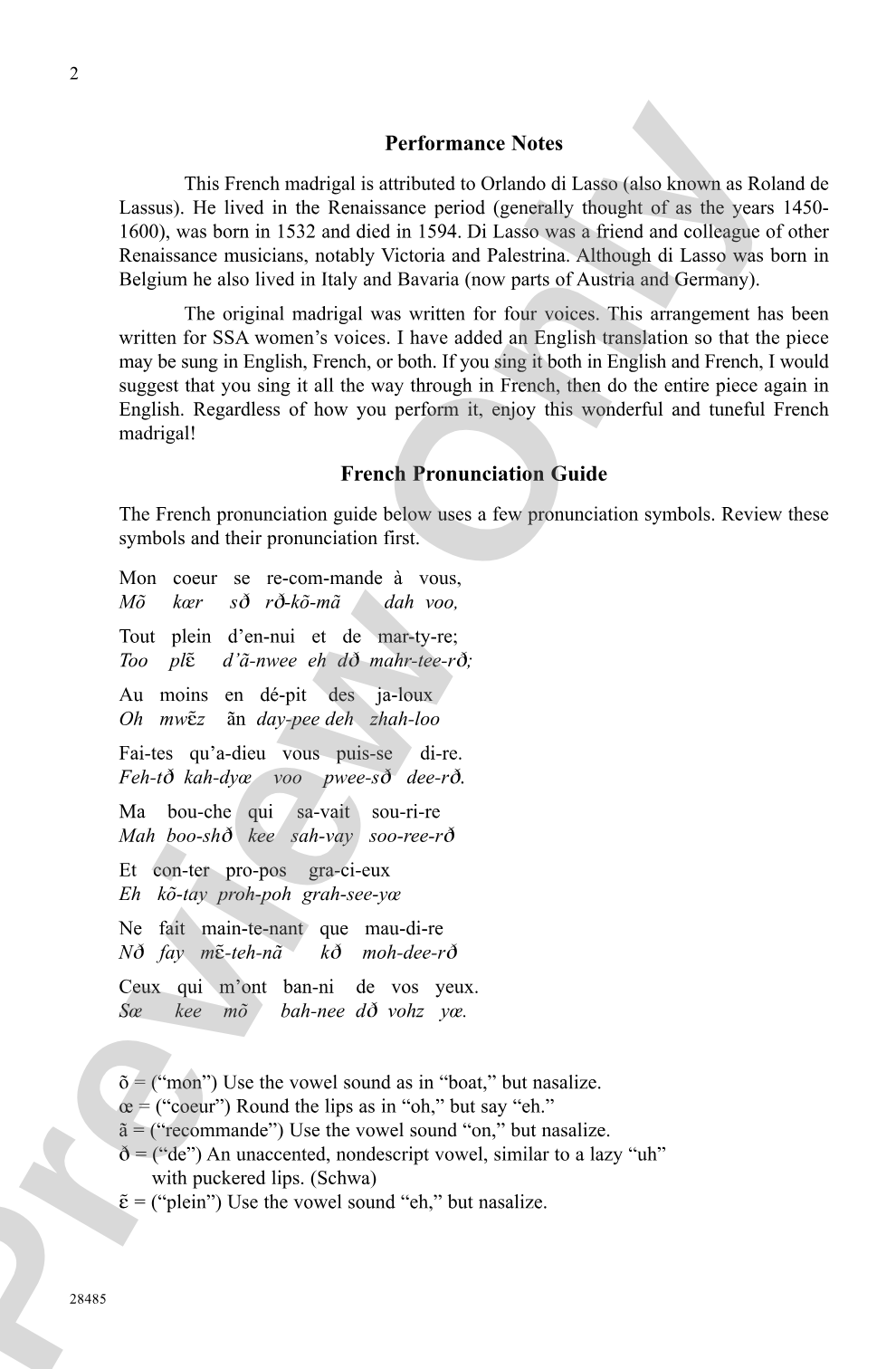 Mon Coeur Se Recommande à Vous (I Give to You All of My Heart): SSA Choral Octavo