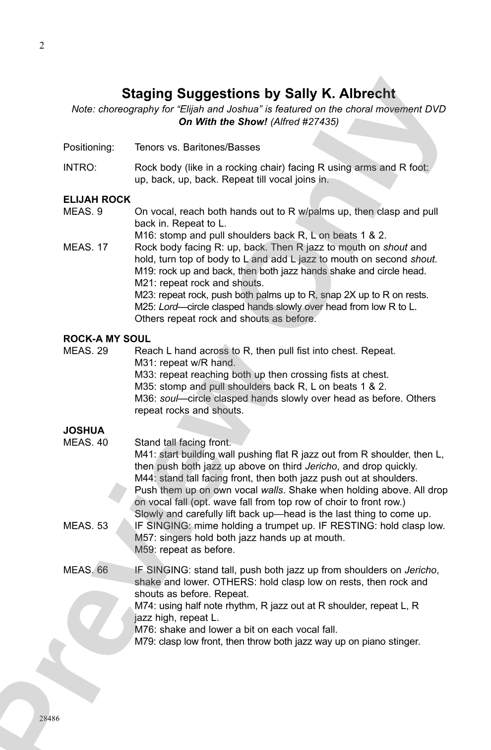 Elijah and Joshua: TTB (Staging Suggestions Included) Choral Octavo