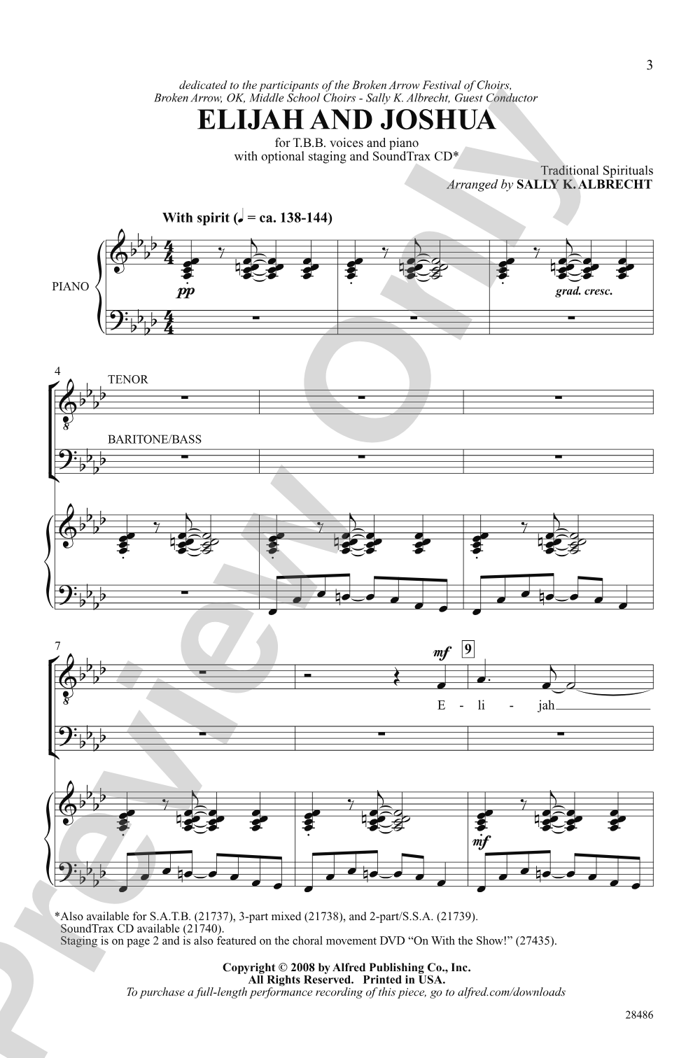 Elijah and Joshua: TTB (Staging Suggestions Included) Choral Octavo