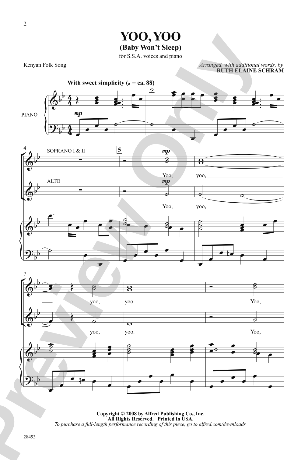 Yoo, Yoo (Baby Won't Sleep): SSA Choral Octavo