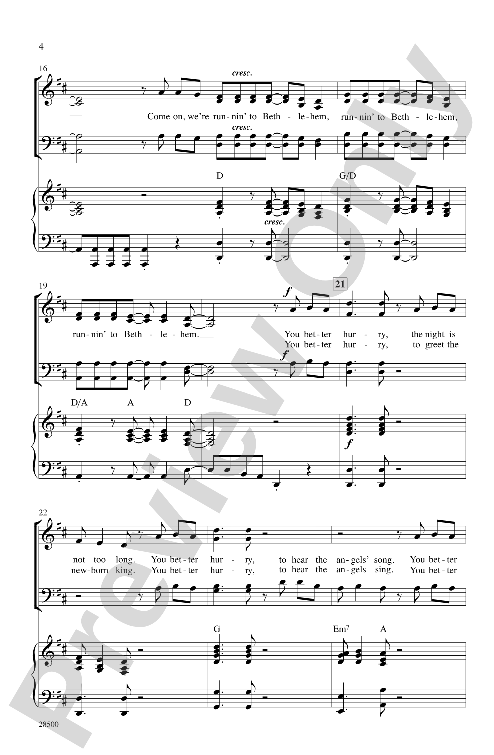 Runnin' to Bethlehem: SATB Choral Octavo