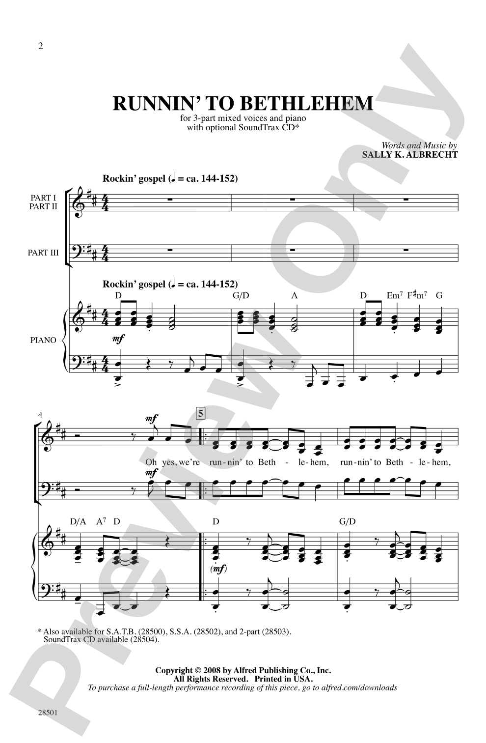 Runnin' to Bethlehem: 3-Part Mixed Choral Octavo