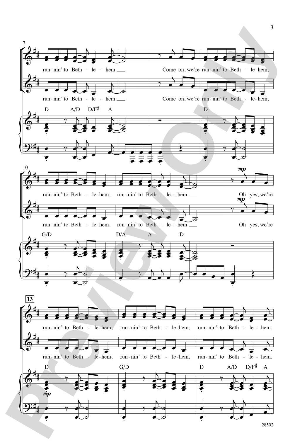 Runnin' to Bethlehem: SSA Choral Octavo