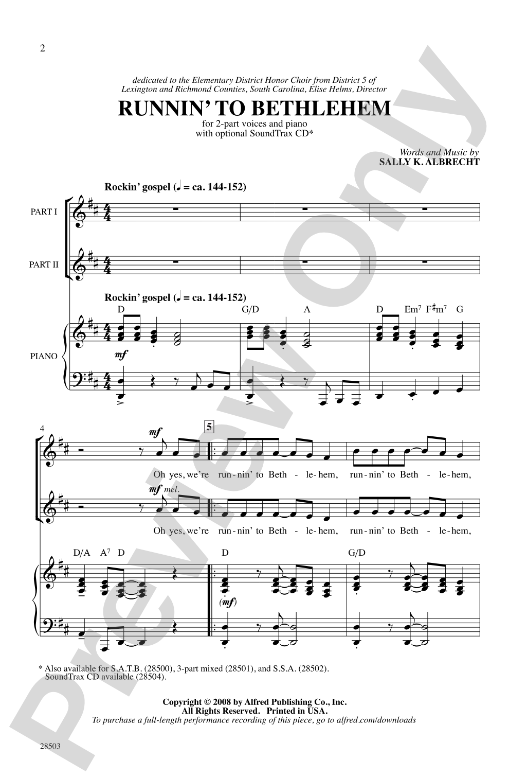 Runnin' to Bethlehem: 2-Part Choral Octavo