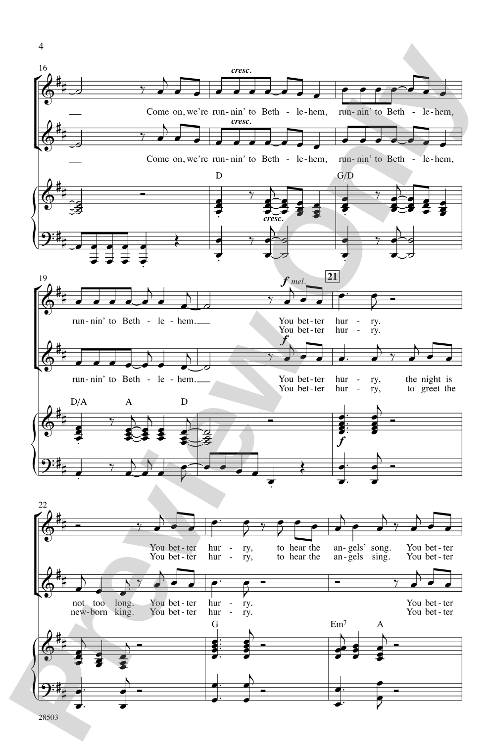 Runnin' to Bethlehem: 2-Part Choral Octavo