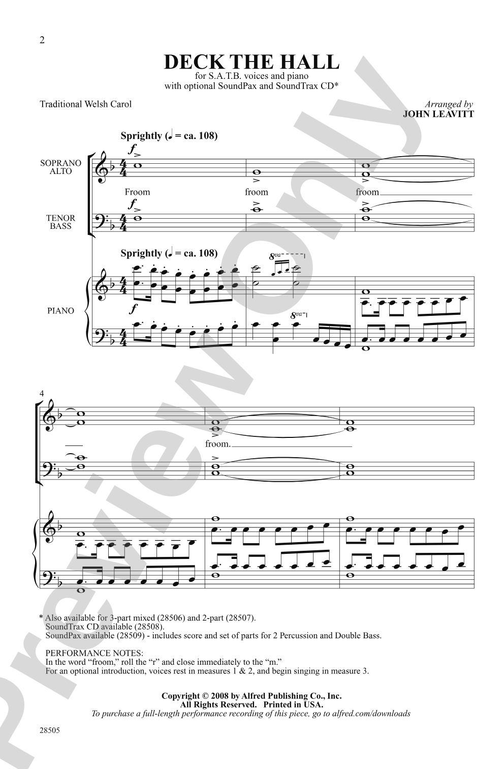 Deck the Hall: SATB Choral Octavo