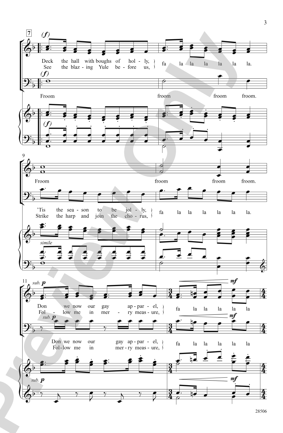 Deck the Hall: 3-Part Mixed Choral Octavo