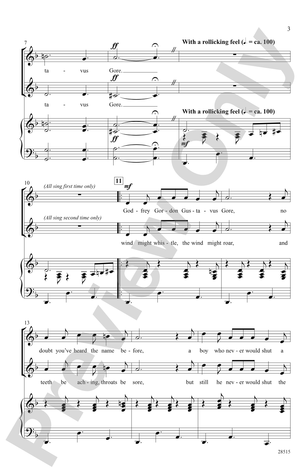 Godfrey Gordon Gustavus Gore: 2-Part Choral Octavo