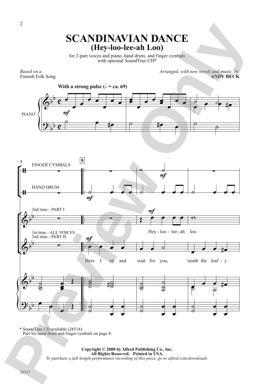 Scandinavian Dance (Hey-Loo-Lee-Ah Loo): 2-Part Choral Octavo