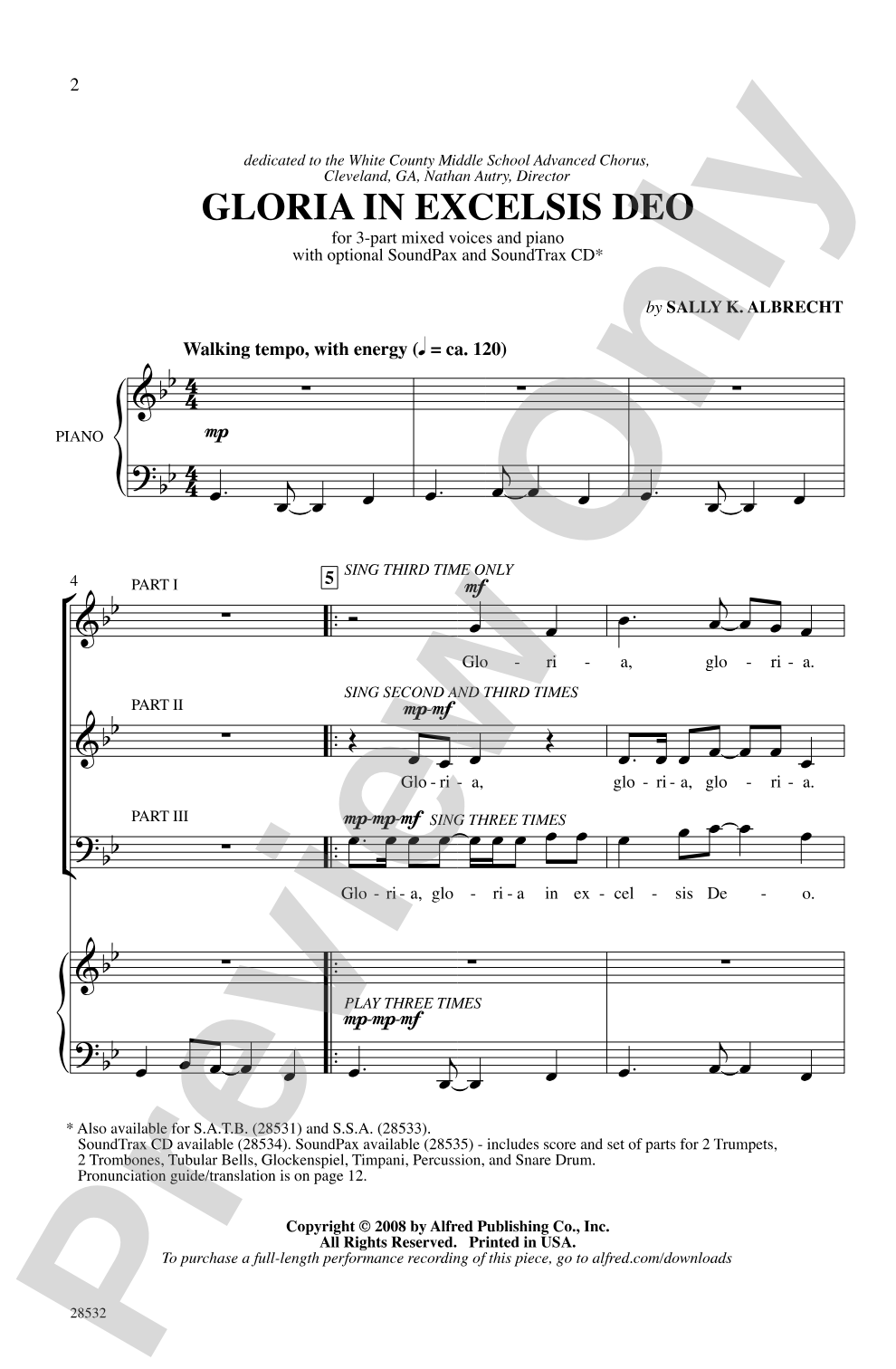 Gloria in Excelsis Deo: 3-Part Mixed Choral Octavo