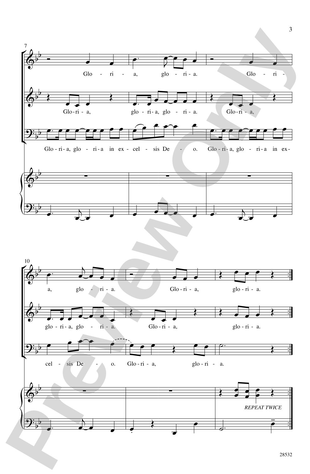 Gloria in Excelsis Deo: 3-Part Mixed Choral Octavo