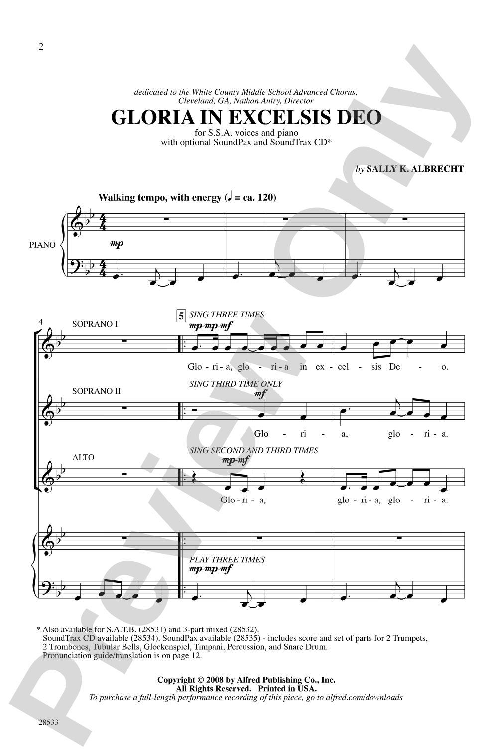 Gloria in Excelsis Deo: SSA Choral Octavo