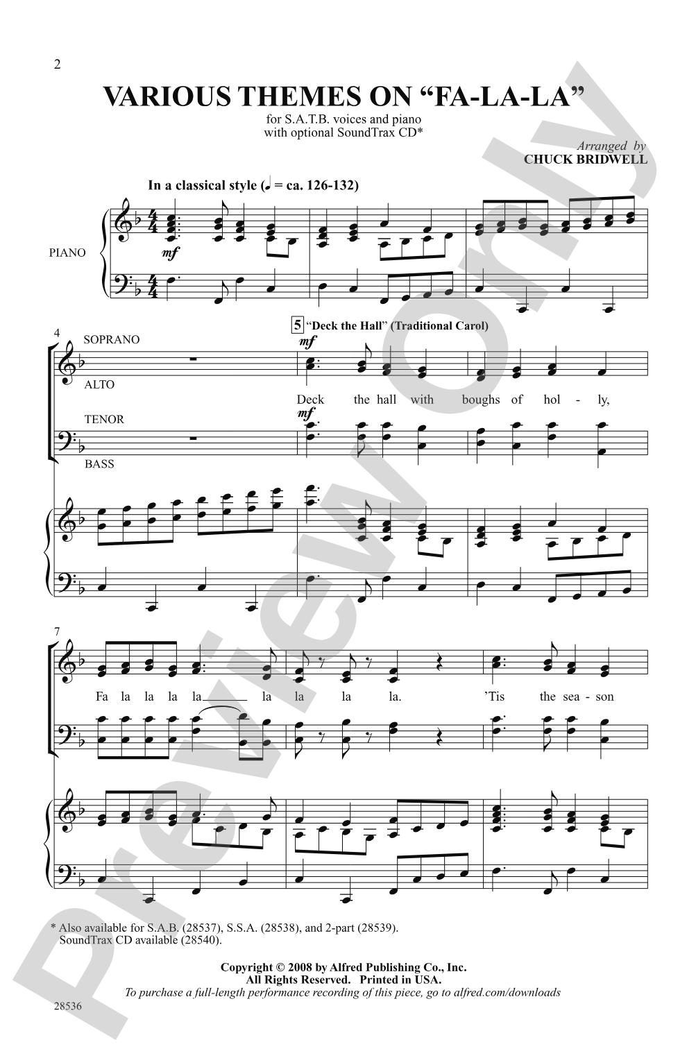 Various Themes on "Fa-La-La": SATB Choral Octavo