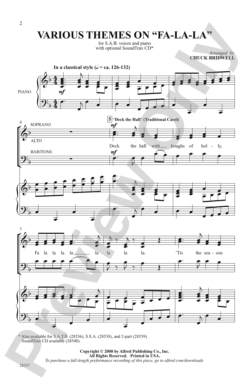 Various Themes on "Fa-La-La": SAB Choral Octavo
