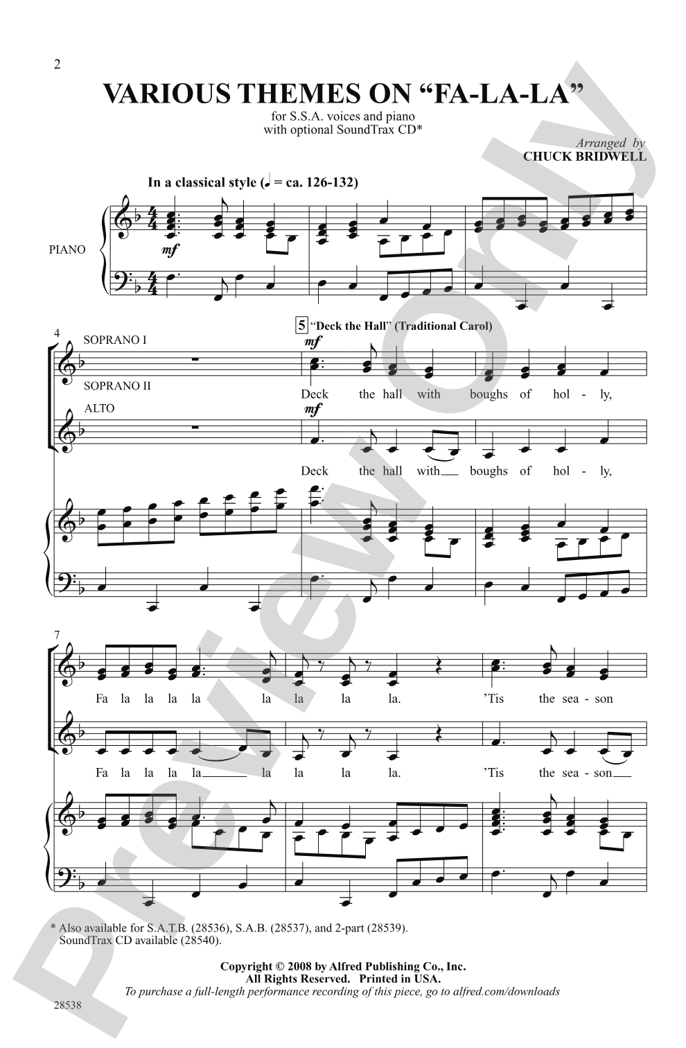 Various Themes on "Fa-La-La": SSA Choral Octavo