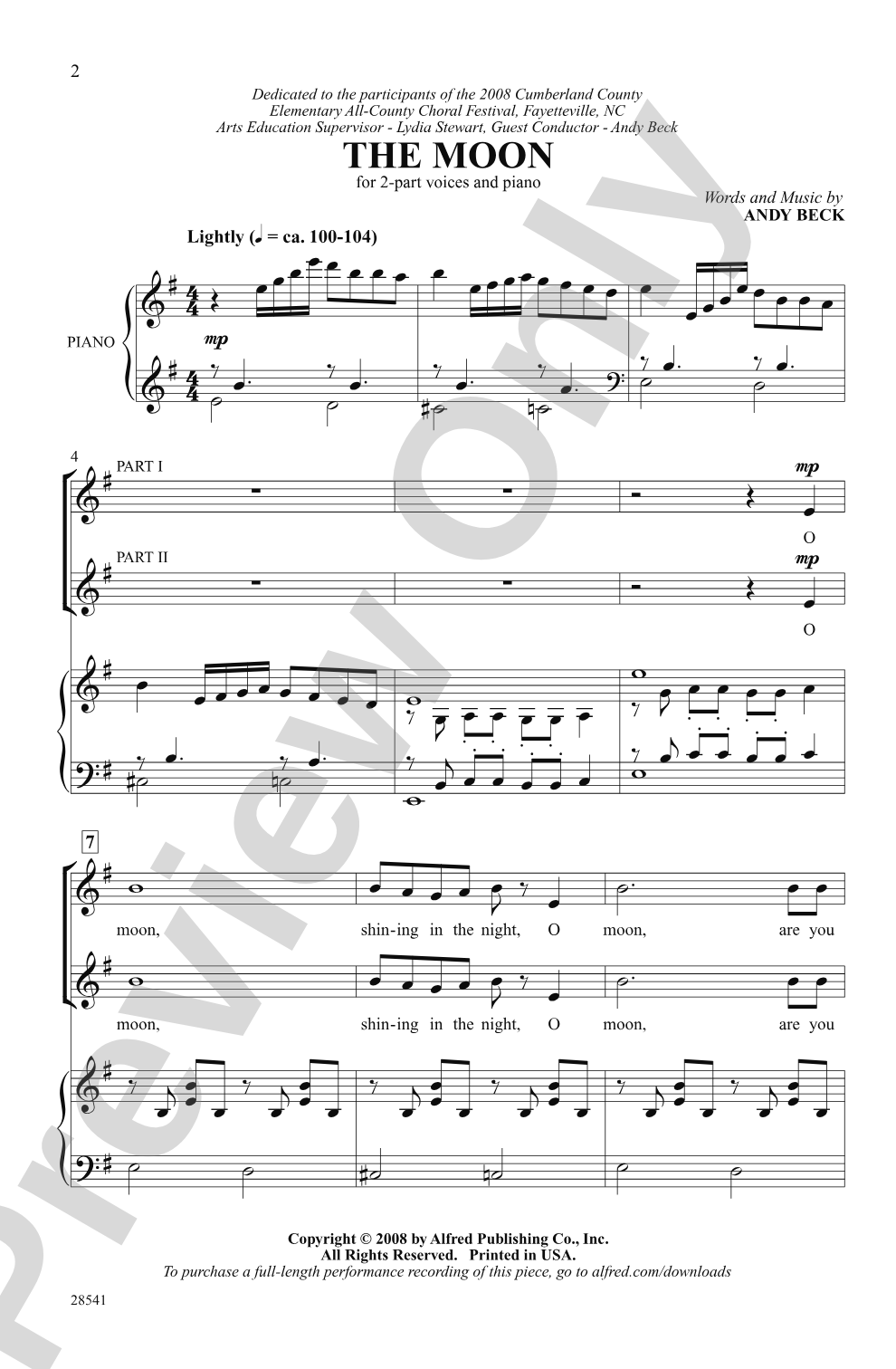 The Moon: 2-Part Choral Octavo