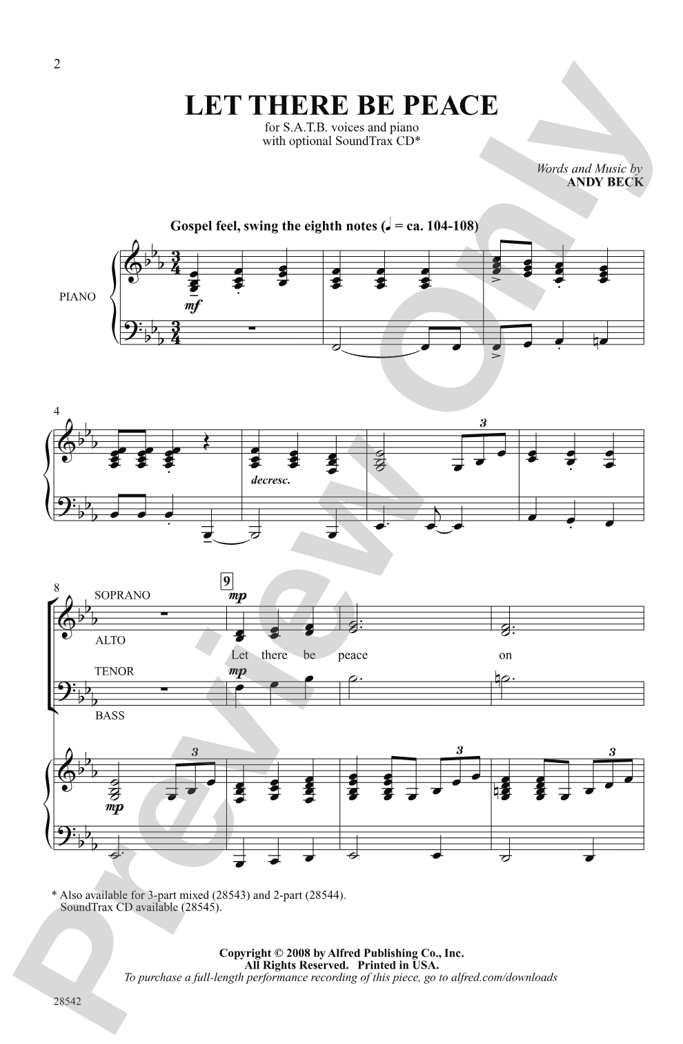 Let There Be Peace: SATB Choral Octavo