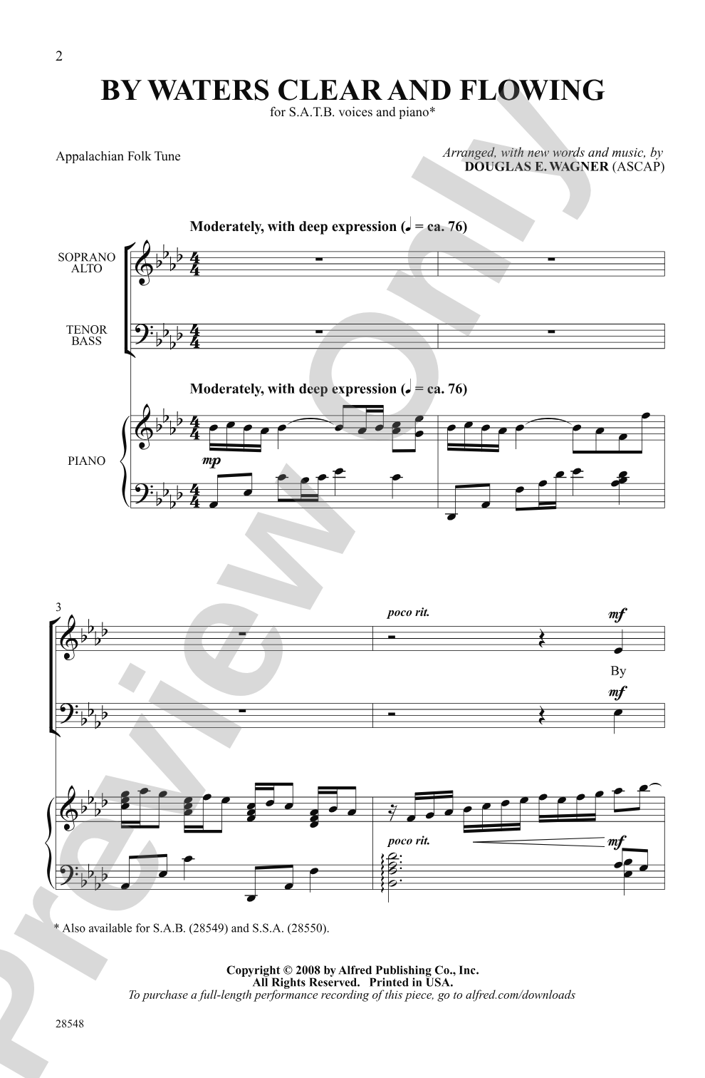 By Waters Clear and Flowing: SATB Choral Octavo