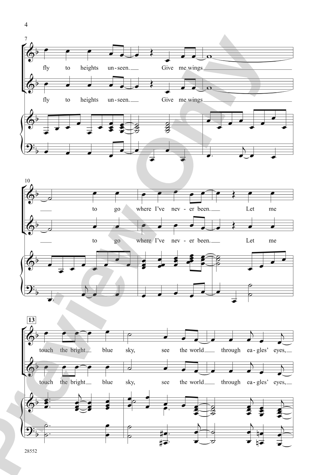 Give Me Wings: 2-Part Choral Octavo