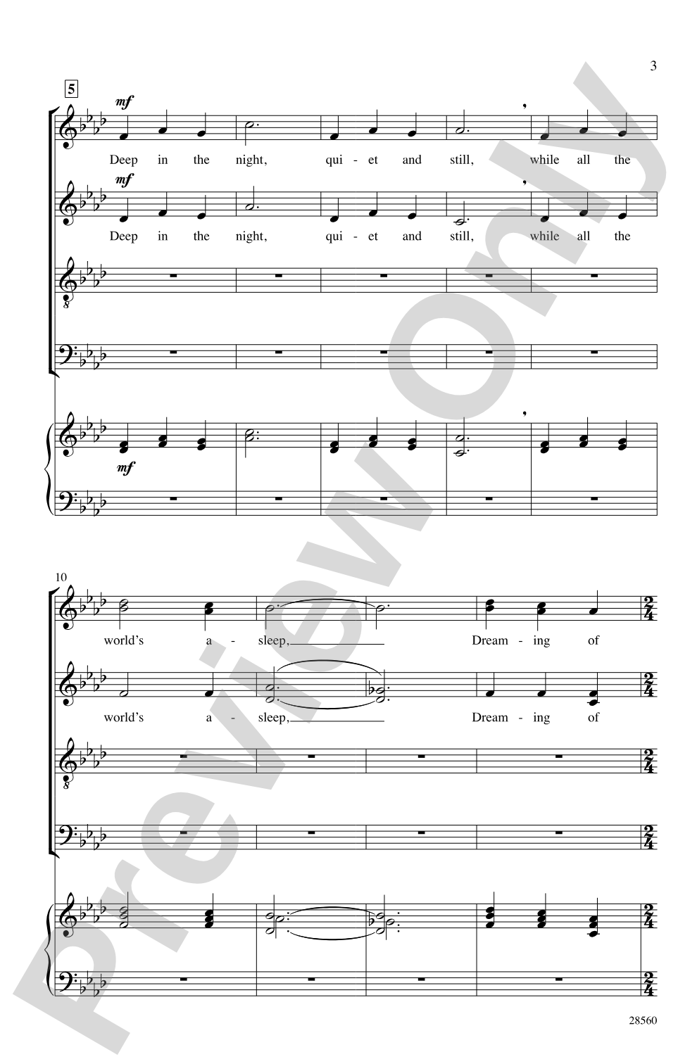 The Winter's Night: SATB <i>a cappella</i> Choral Octavo