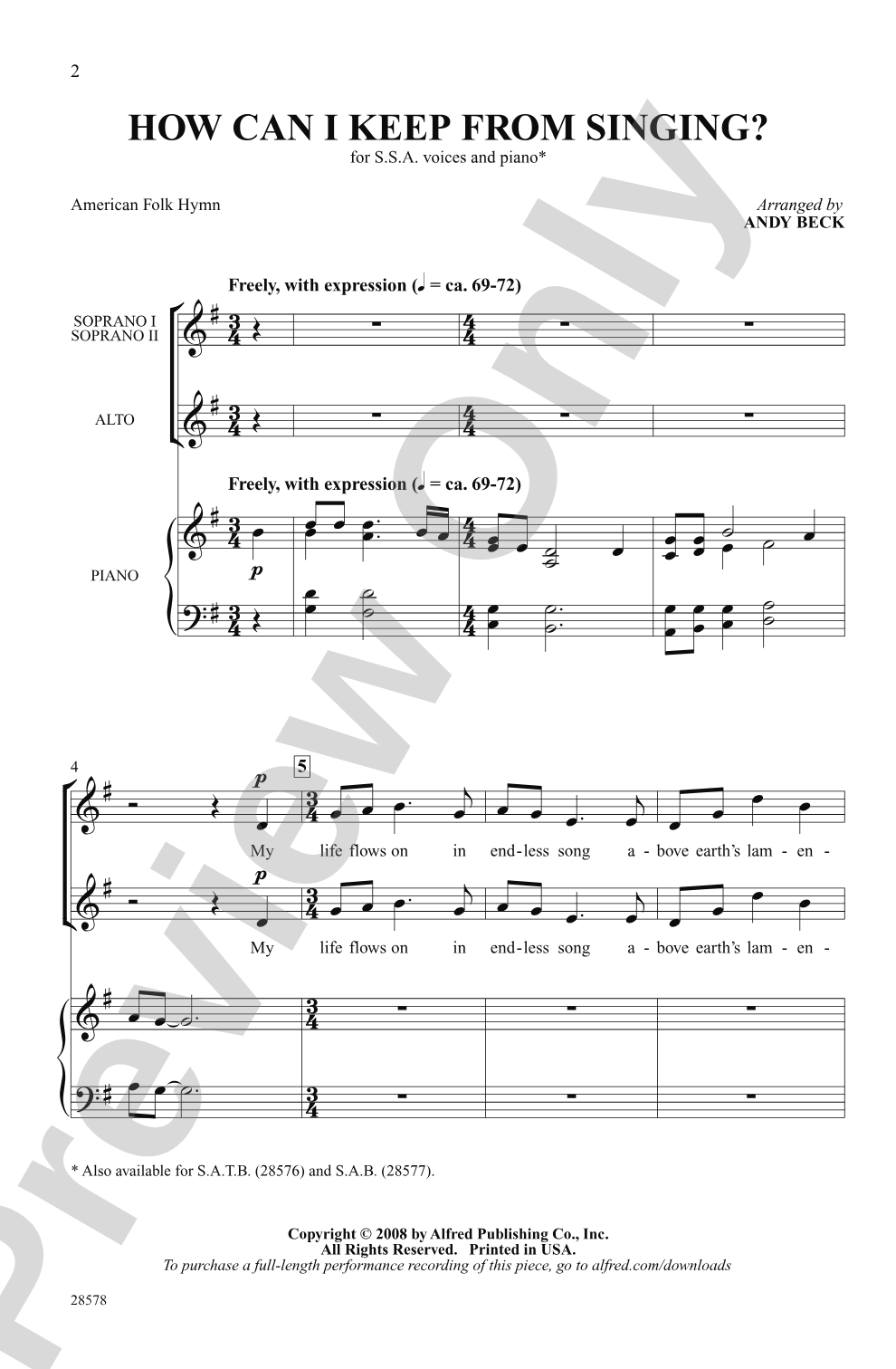 How Can I Keep from Singing?: SSA Choral Octavo