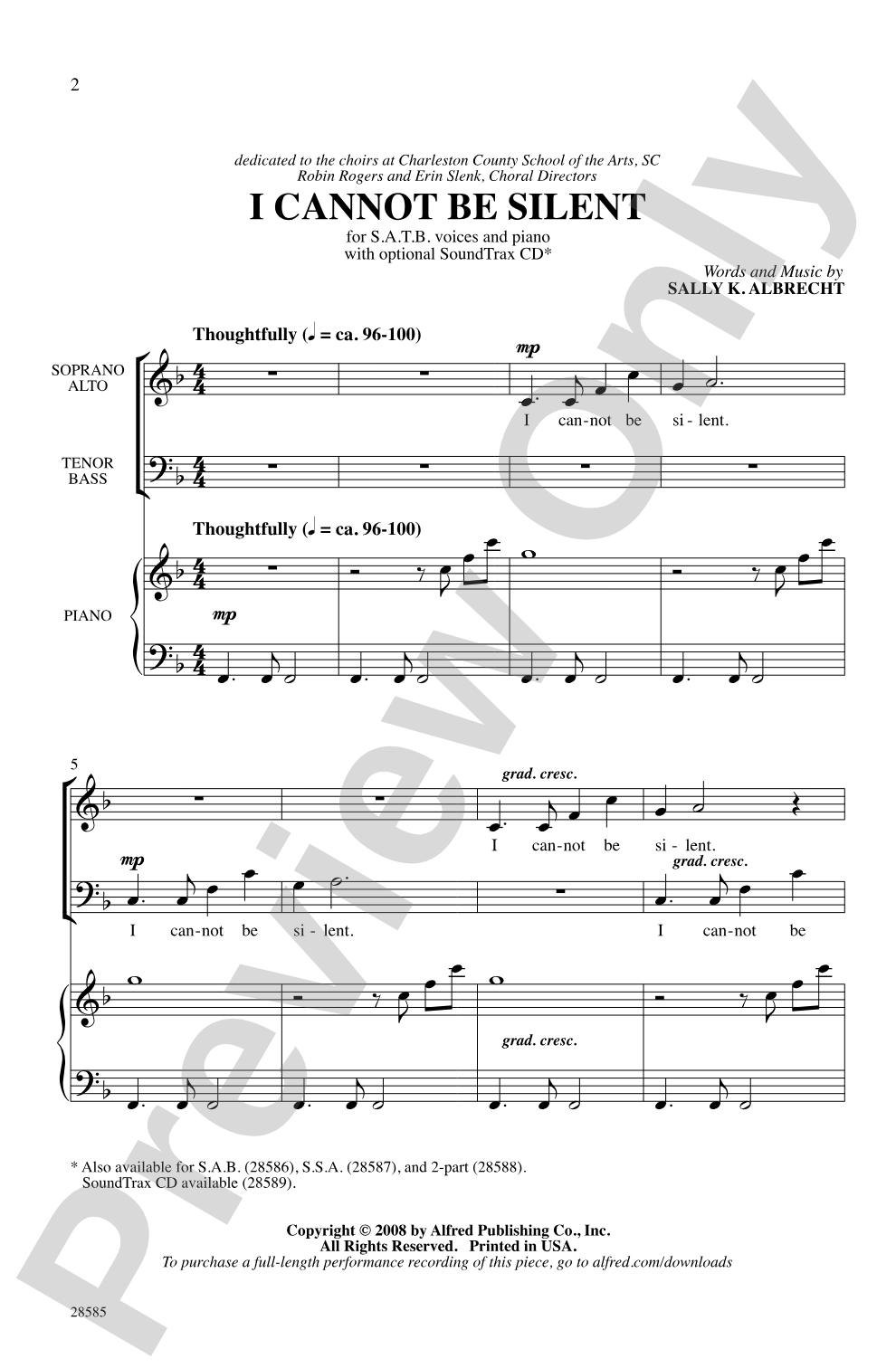 I Cannot Be Silent: SATB Choral Octavo