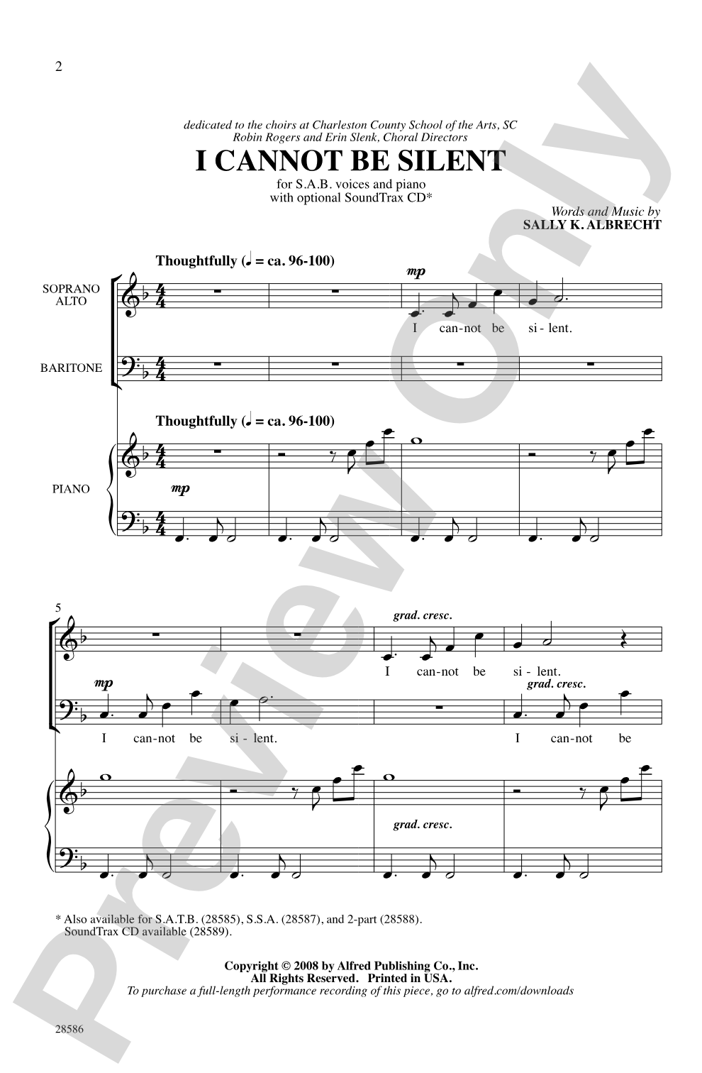 I Cannot Be Silent: SAB Choral Octavo