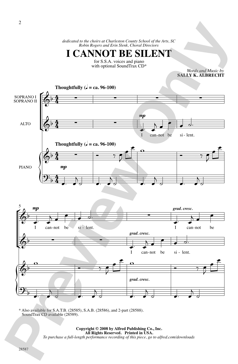 I Cannot Be Silent: SSA Choral Octavo