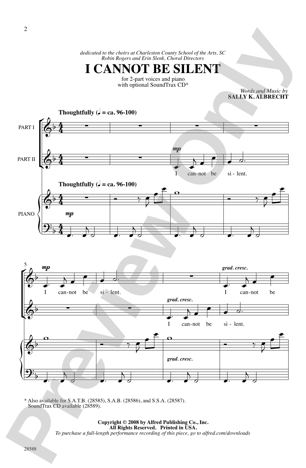I Cannot Be Silent: 2-Part Choral Octavo