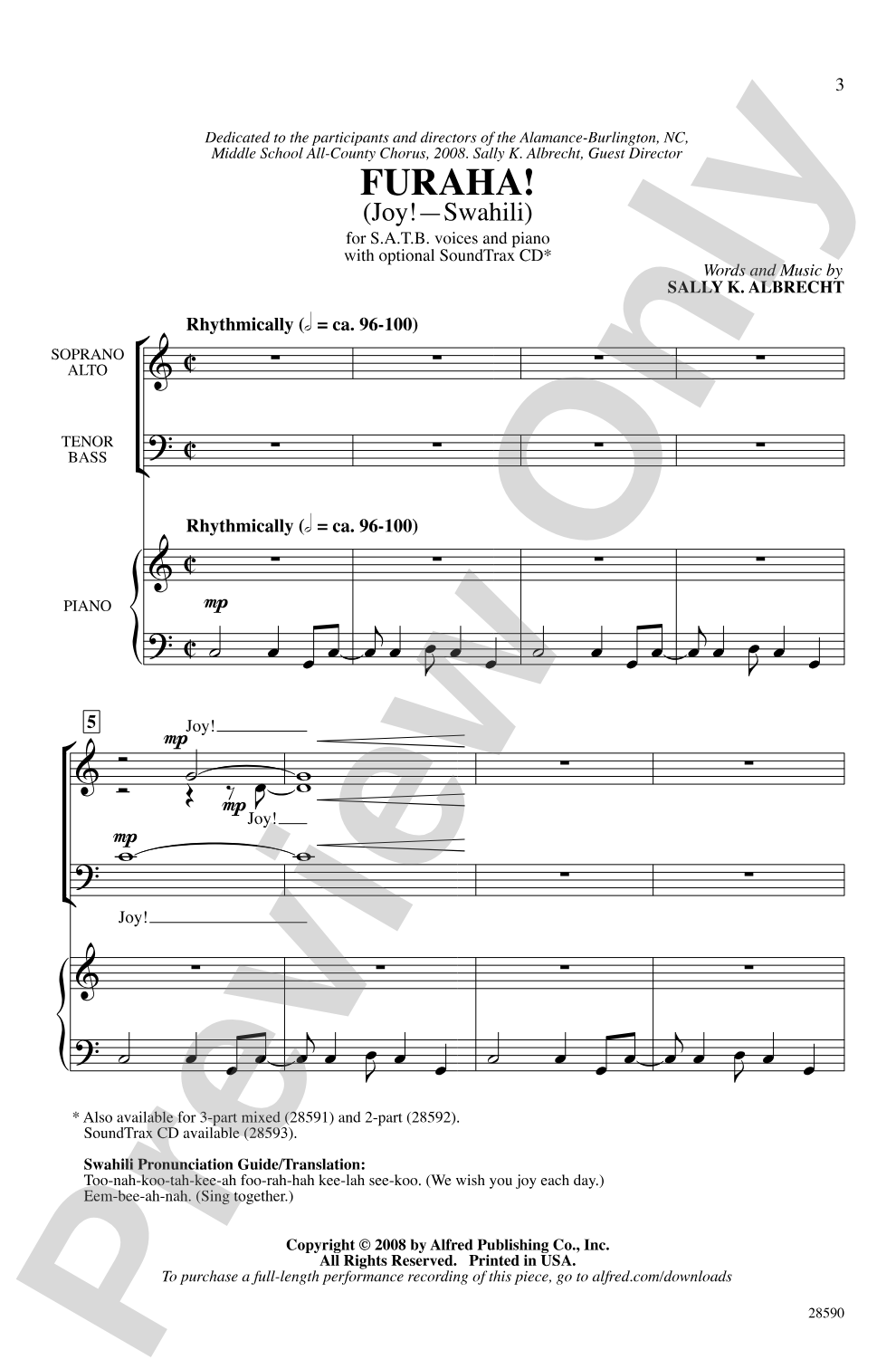 Furaha! (Joy! - Swahili): SATB Choral Octavo