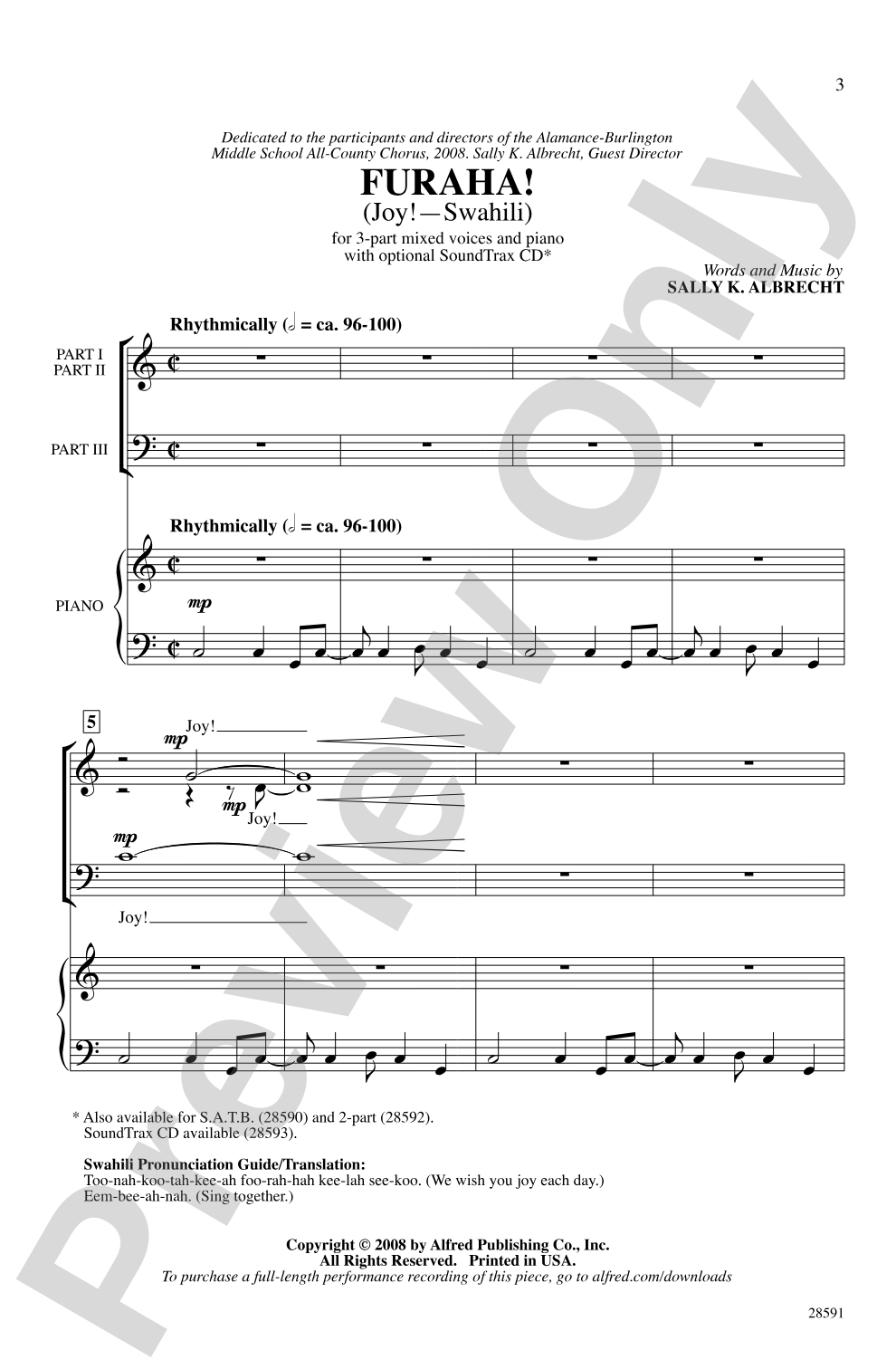 Furaha! (Joy! - Swahili): 3-Part Mixed Choral Octavo