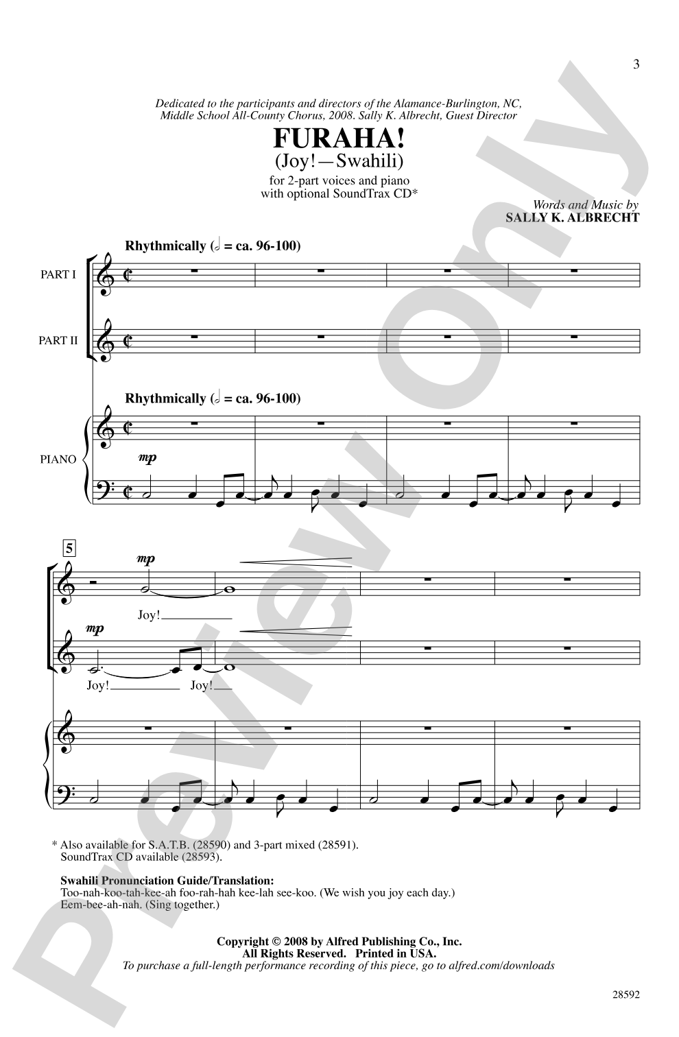 Furaha! (Joy! - Swahili): 2-Part Choral Octavo