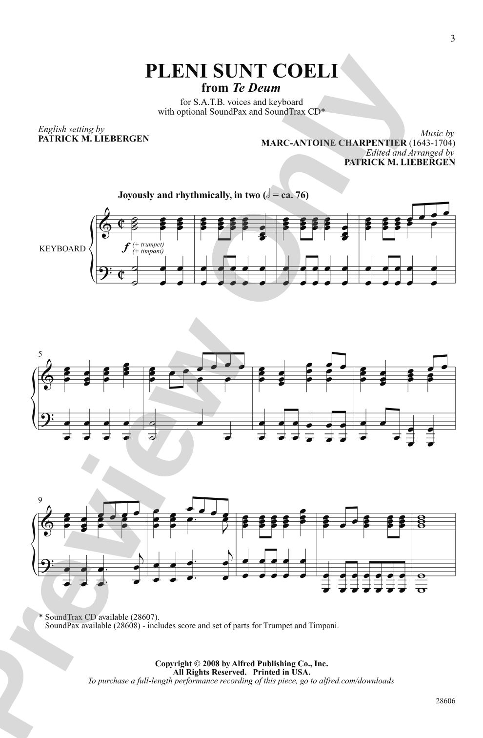 Pleni Sunt Coeli (from <i>Te Deum</i>): SATB Choral Octavo